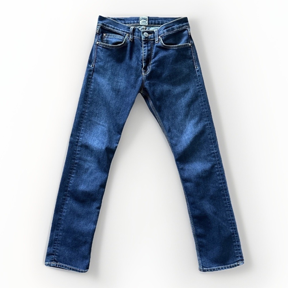 Lee Womens Slim Straight‎ Jeans 29x28 Dark Wash Blue Stretch Normcore Classic
